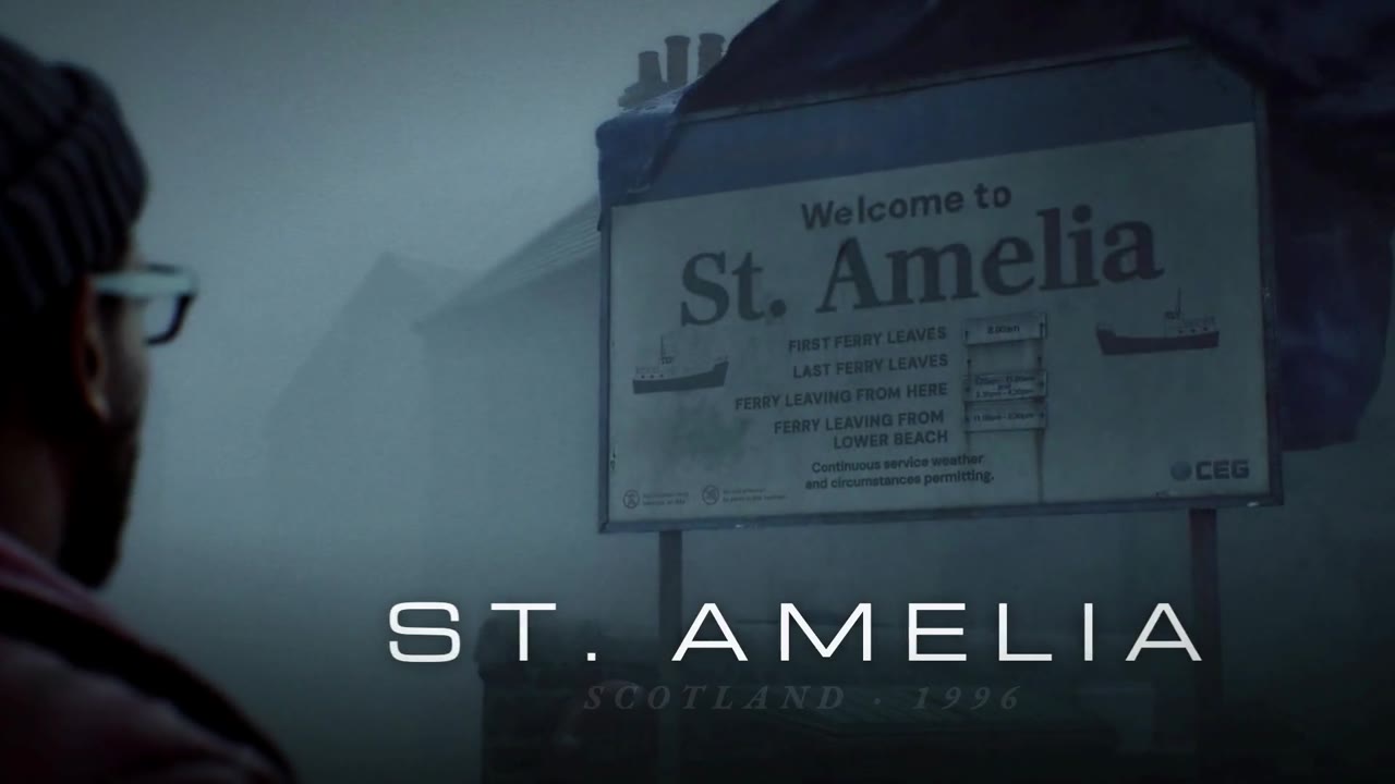 The Silent Hill: Townfall intro, the St. Amelia sign in the fog