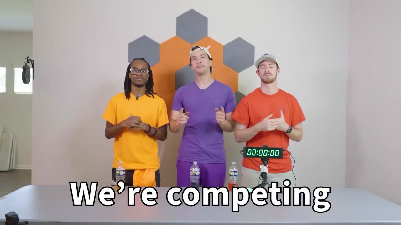 The trick-shot challenge opener, three players at the table